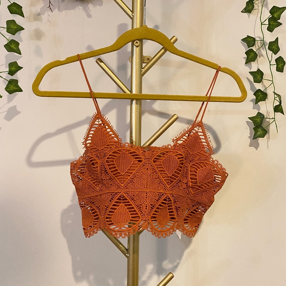 Dusty Orange Crochet Crop Top